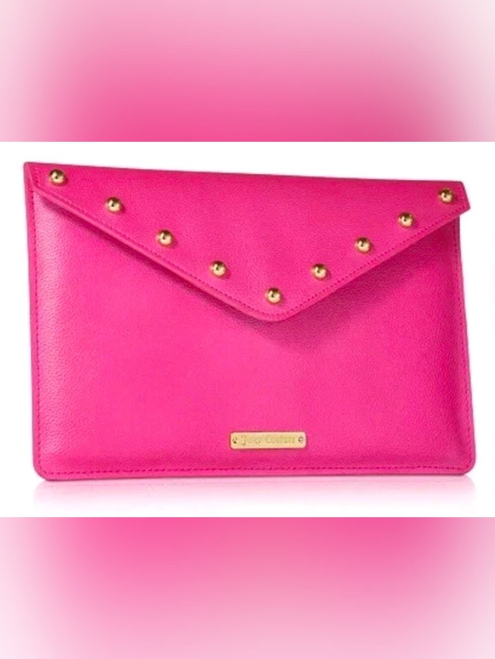 NWT Juicy Couture Hot Pink Studded Envelope Clutch Bag
